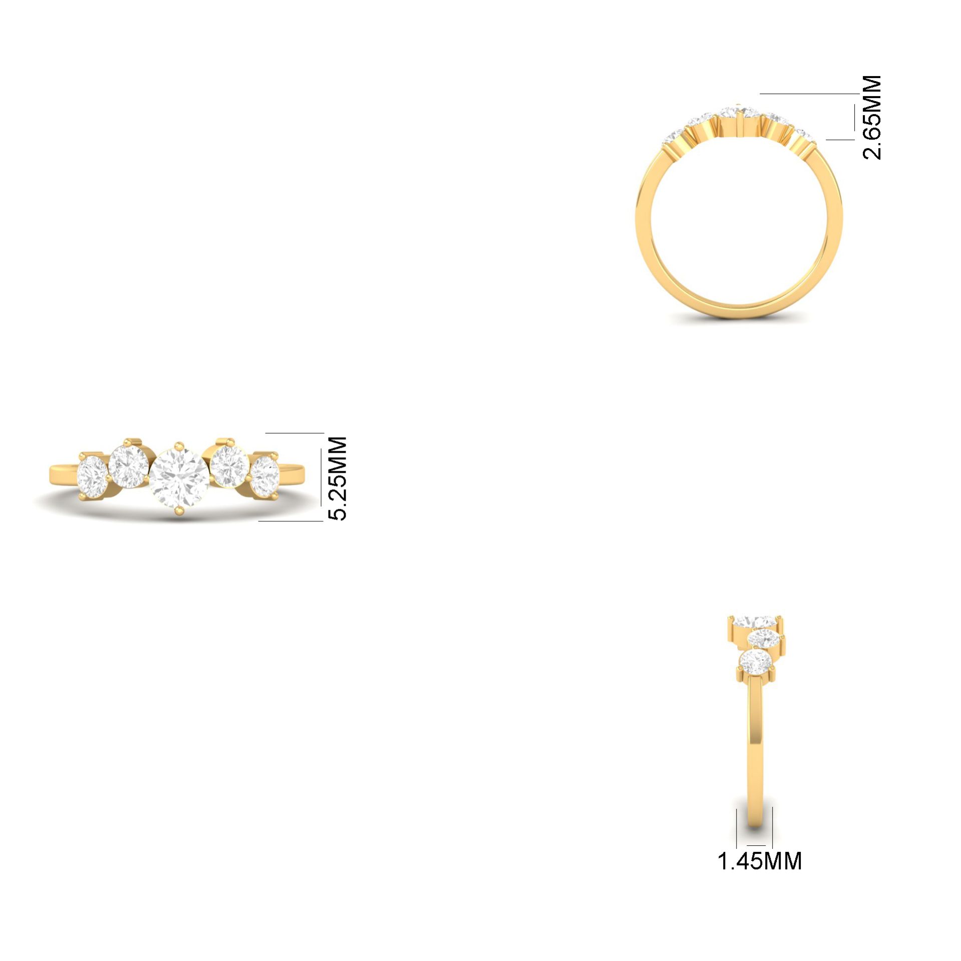 5 Stone Moissanite Wed...