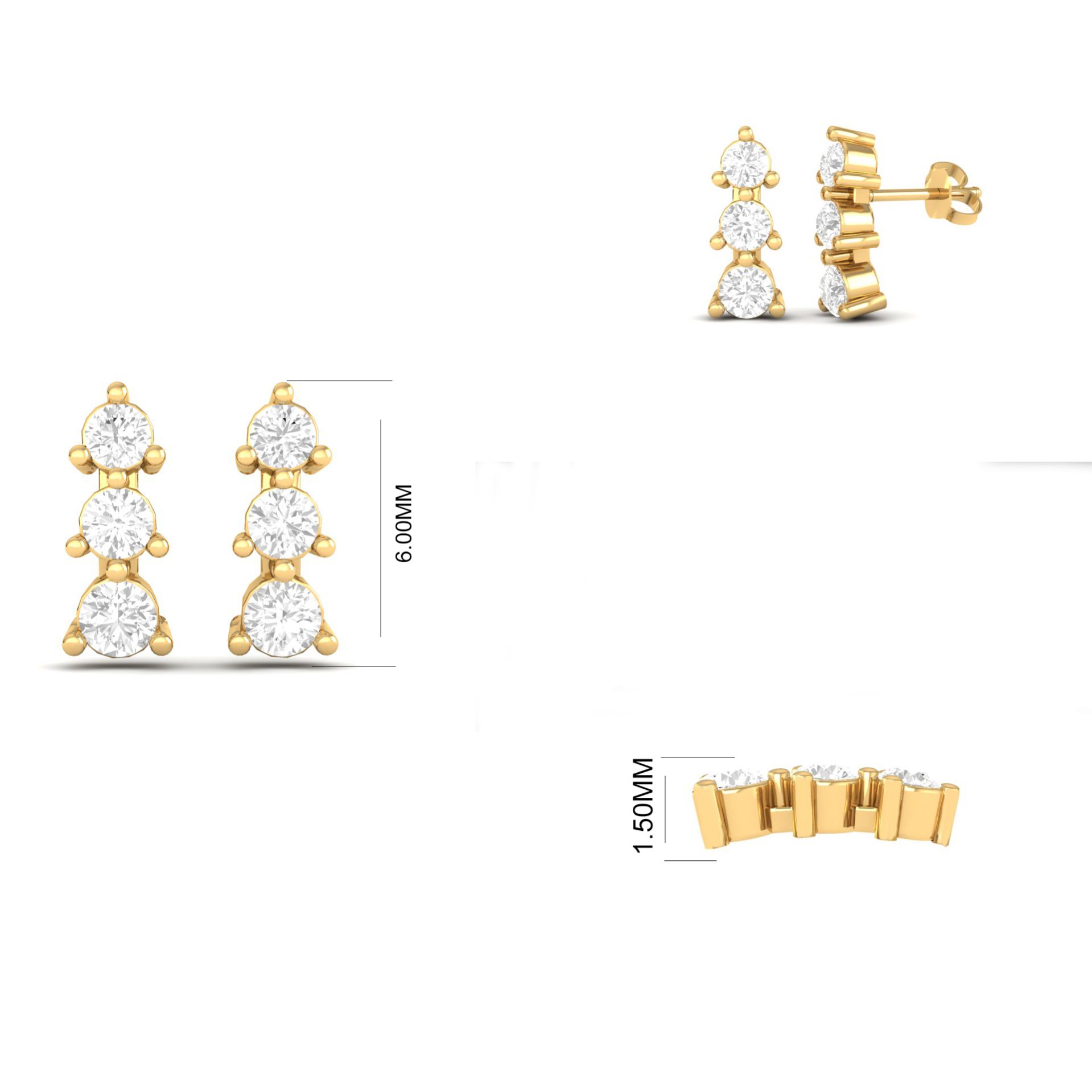 3 Stone Moissanite Dro...