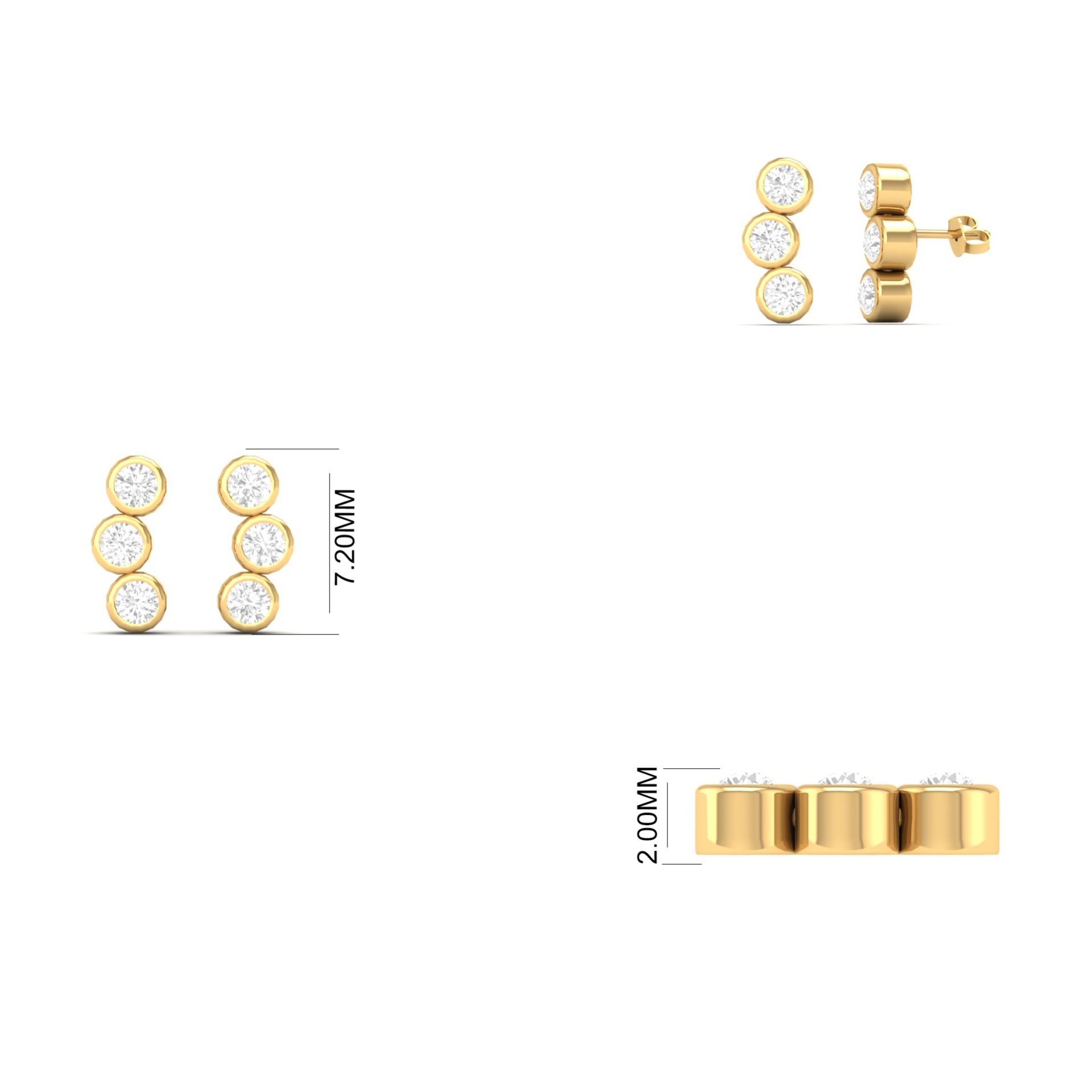 Triple Moissanite Beze...