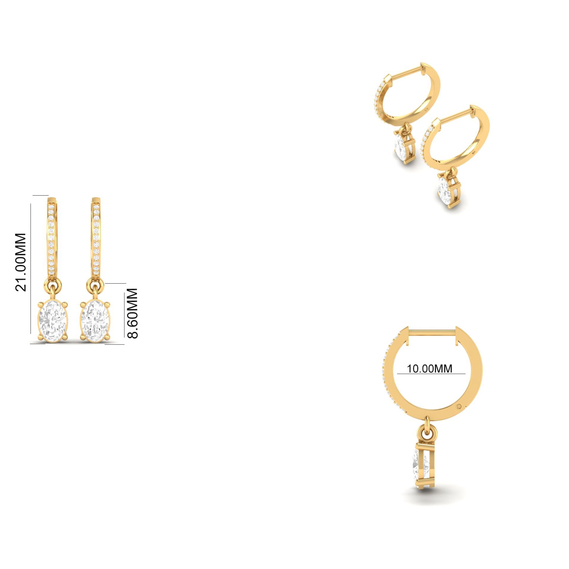 Oval Moissanite Drop E...