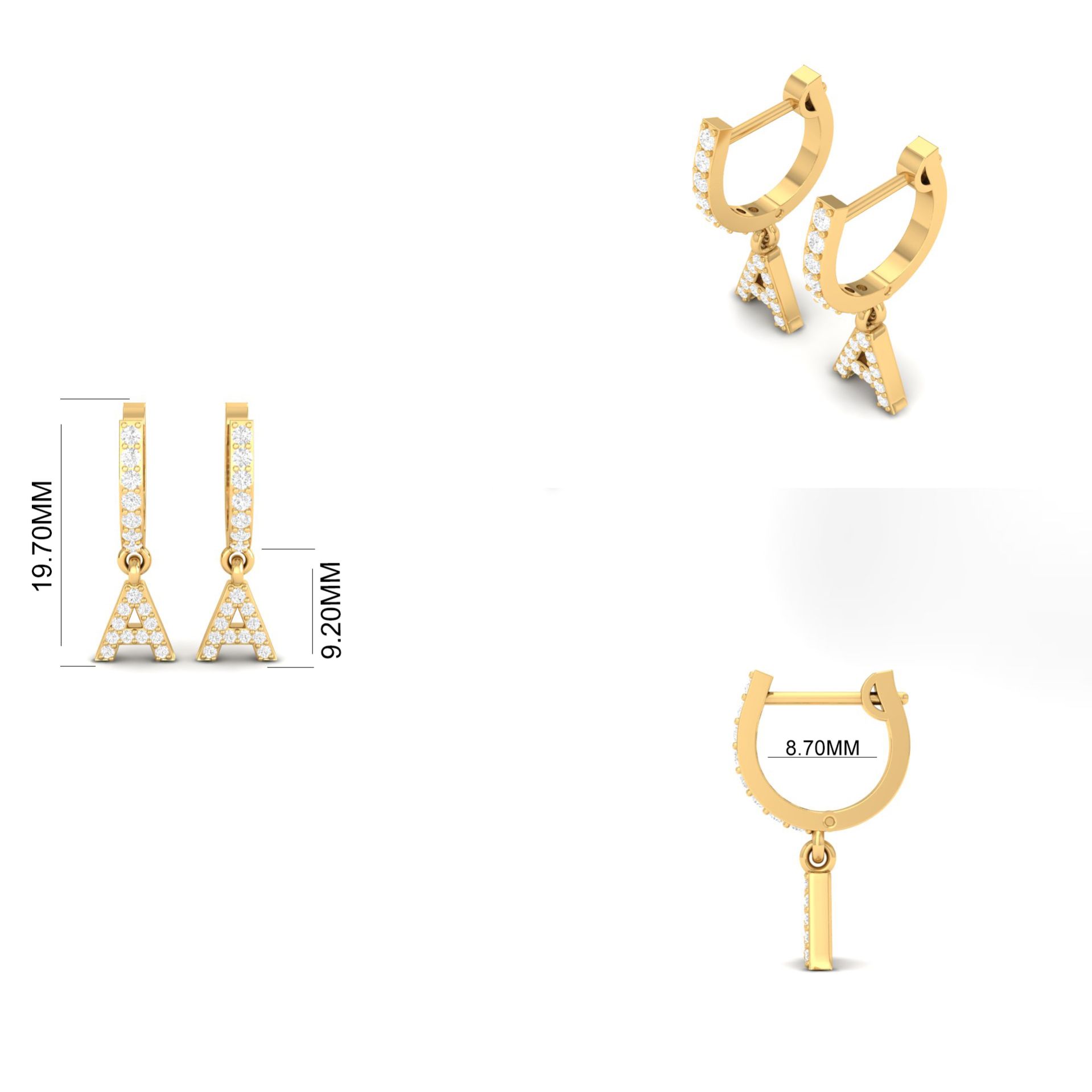 Initial A Moissanite H...