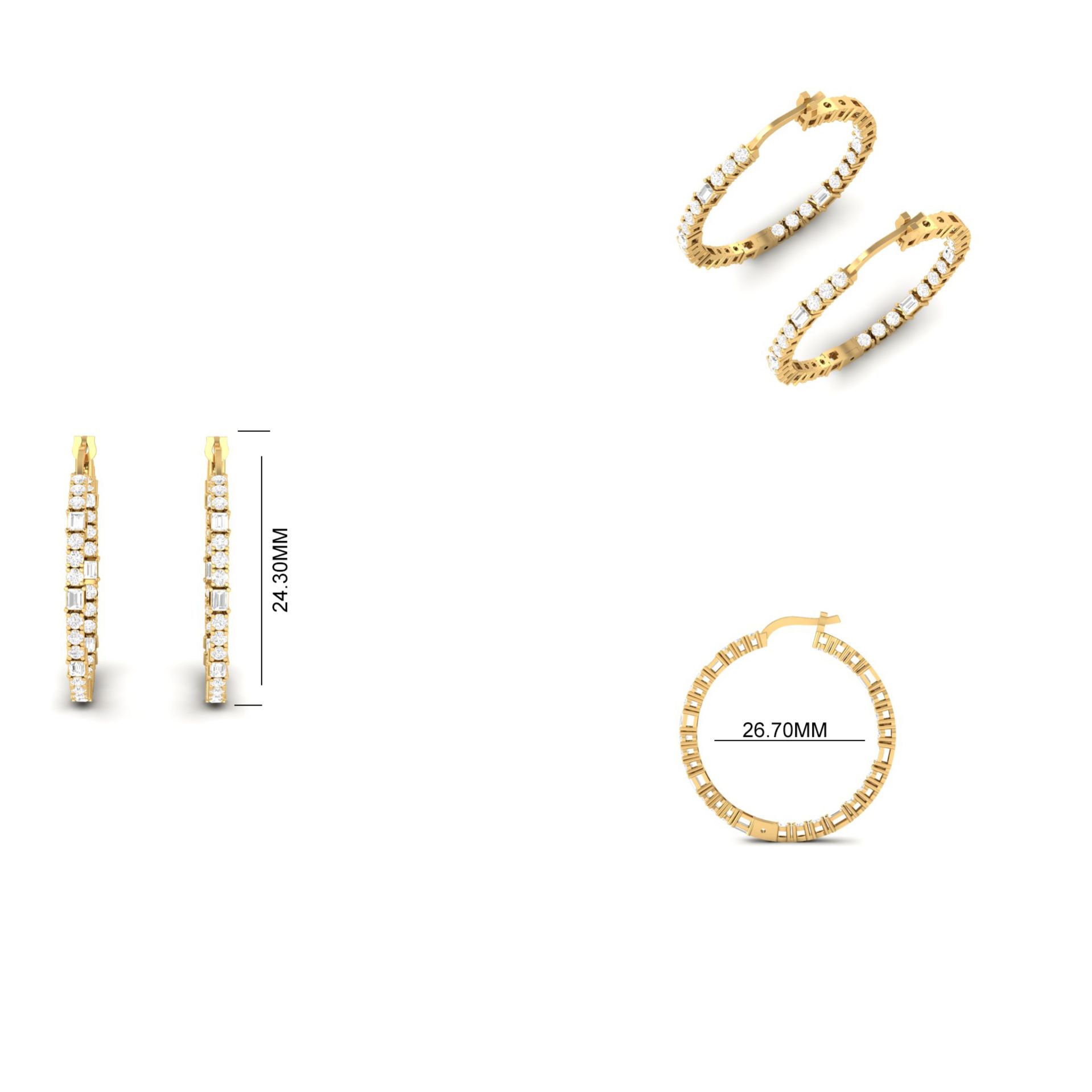 Emerald Diamond Hoop E...