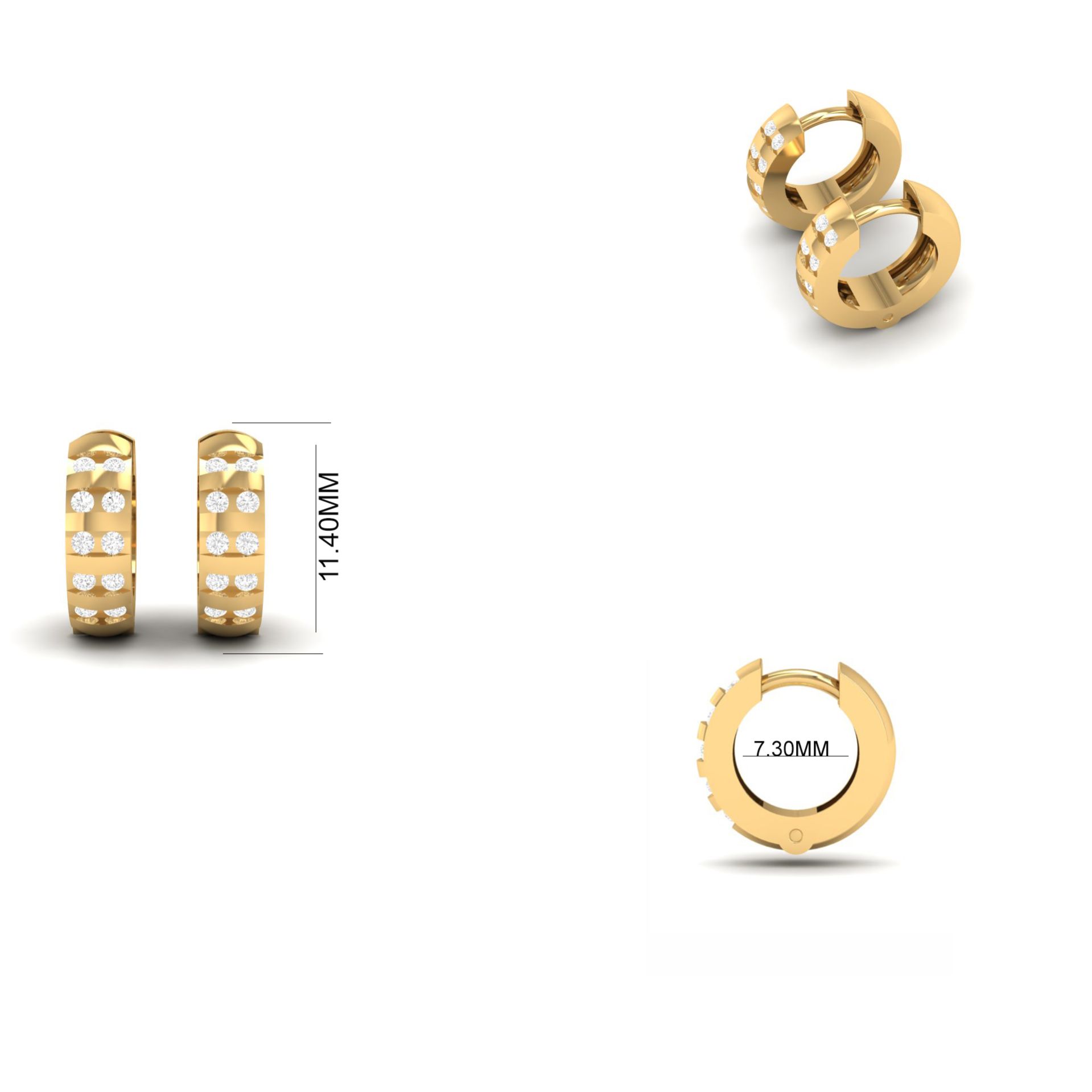 Three Row Diamond Hugg...