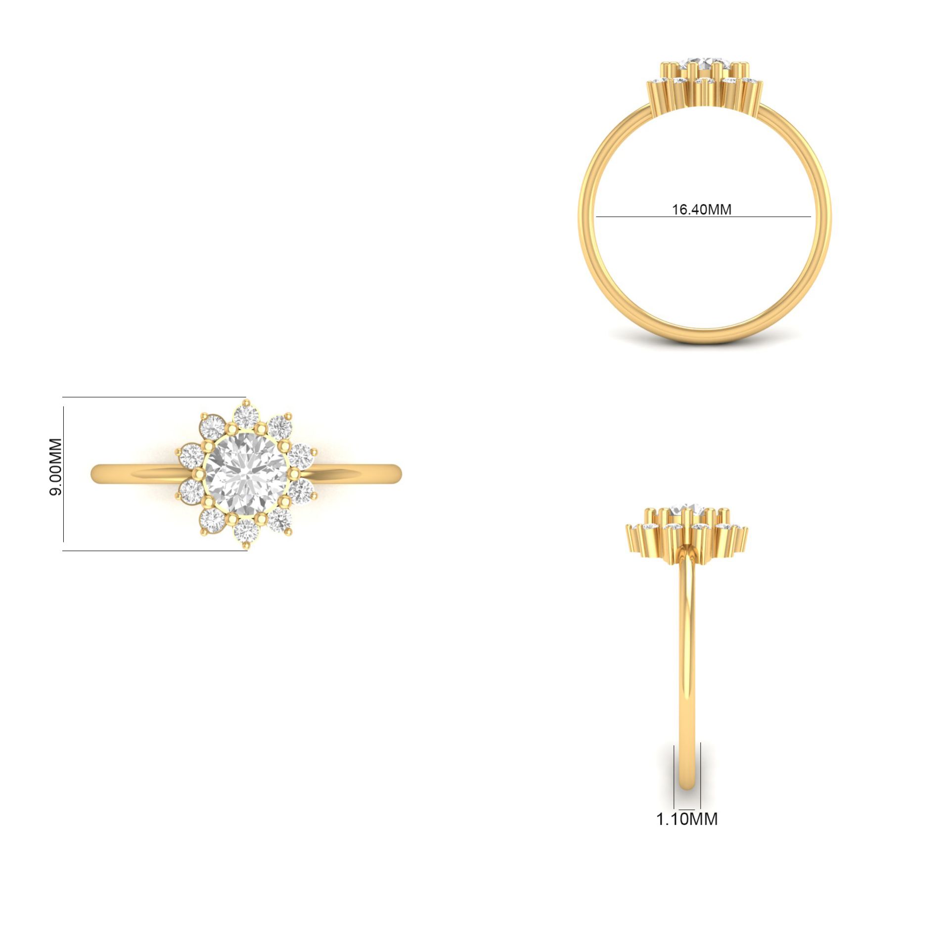 Floral Moissanite Halo...