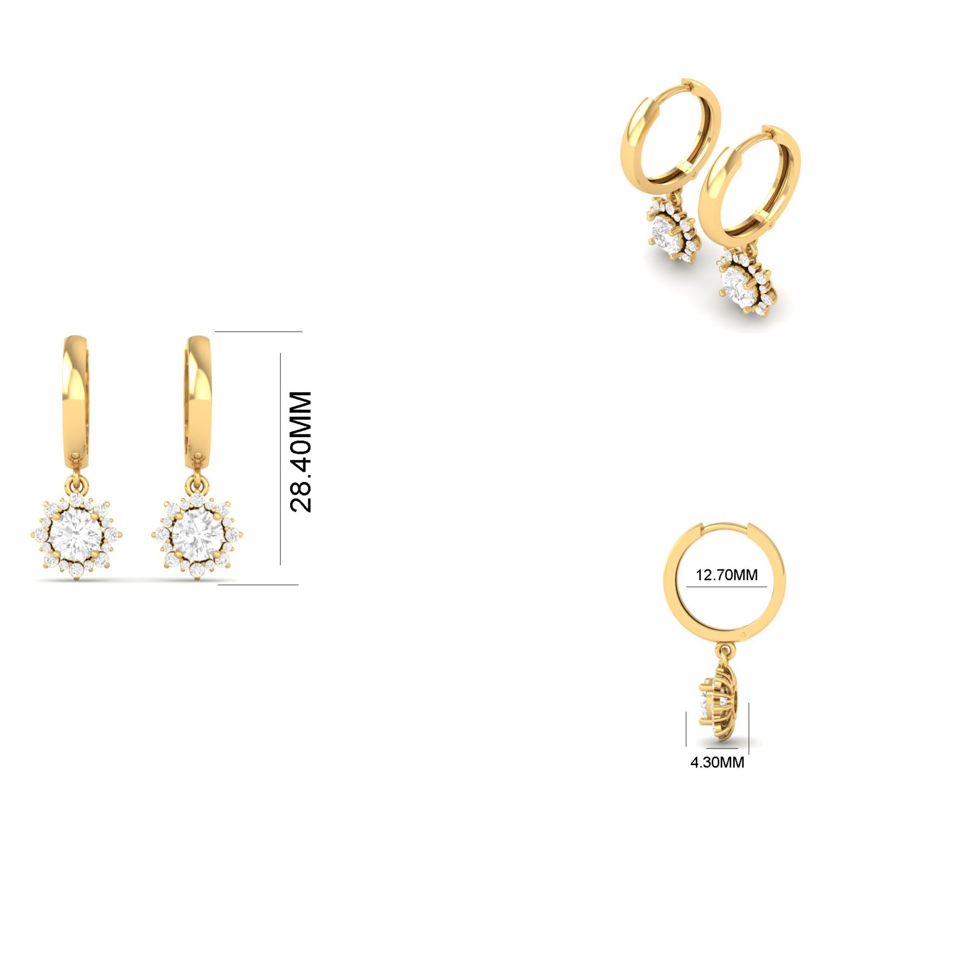 Moissanite Flower Drop...