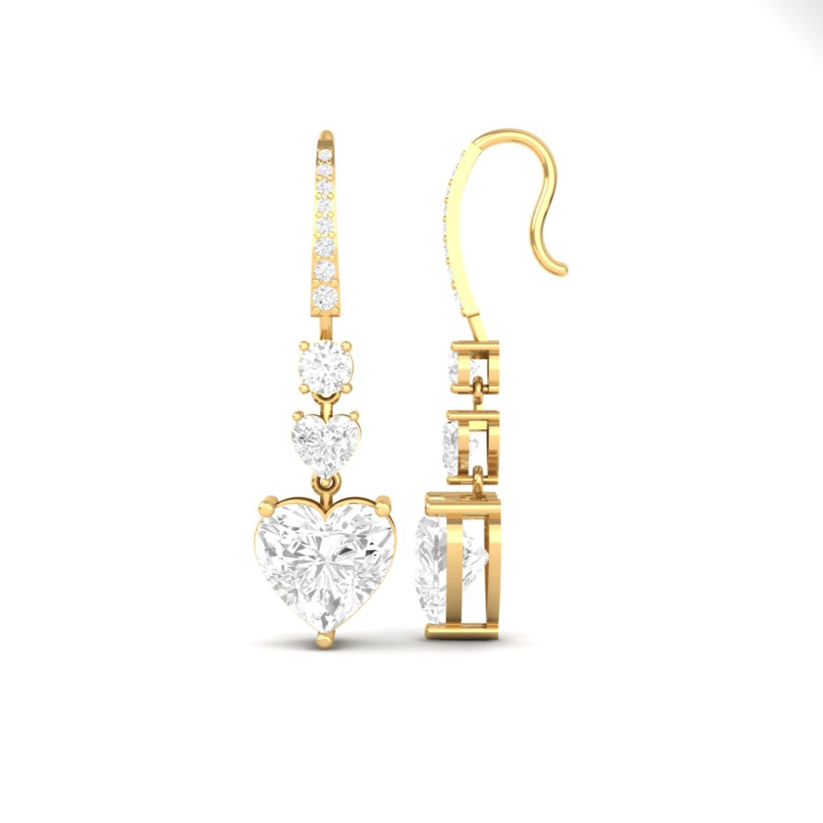 Heart Drop Diamond Ear...