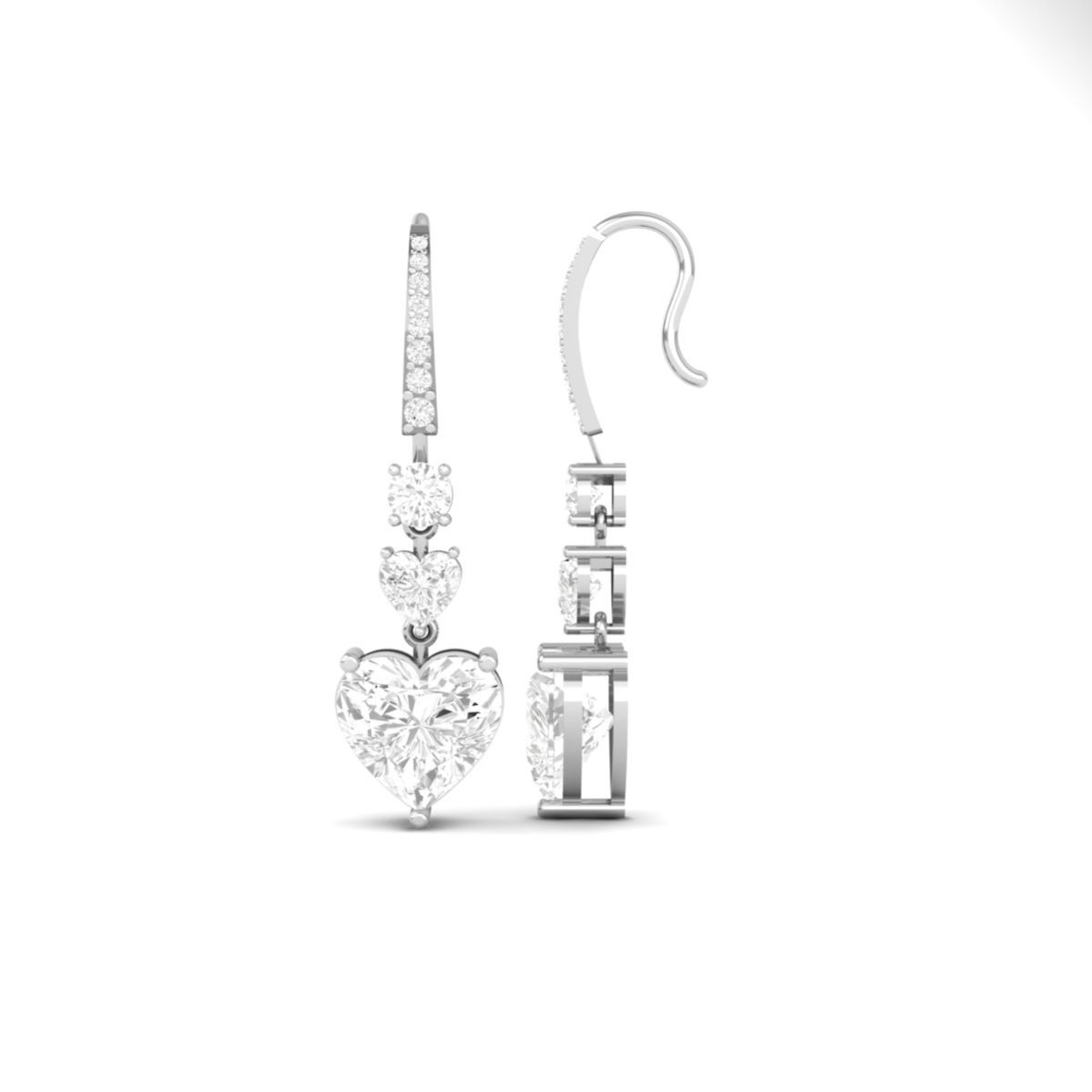 Heart Drop Diamond Ear...