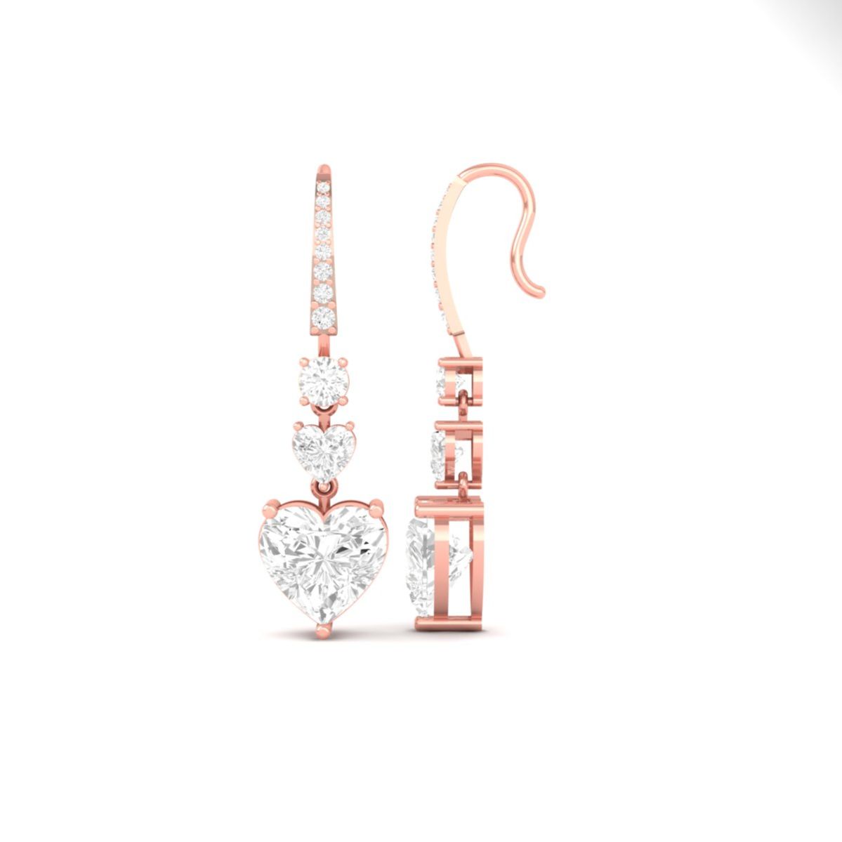 Heart Drop Diamond Ear...