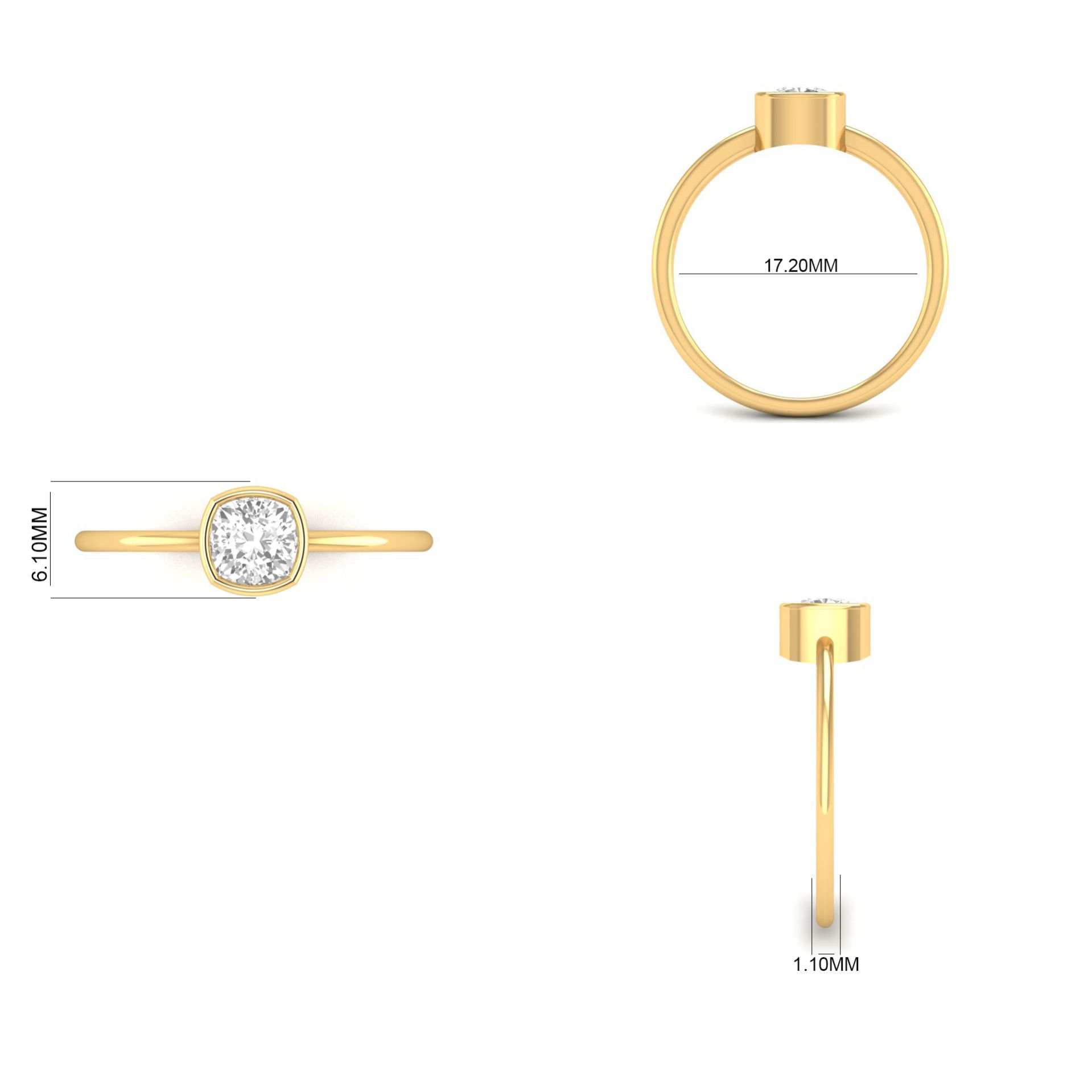 Bezel Set Cushion Halo...