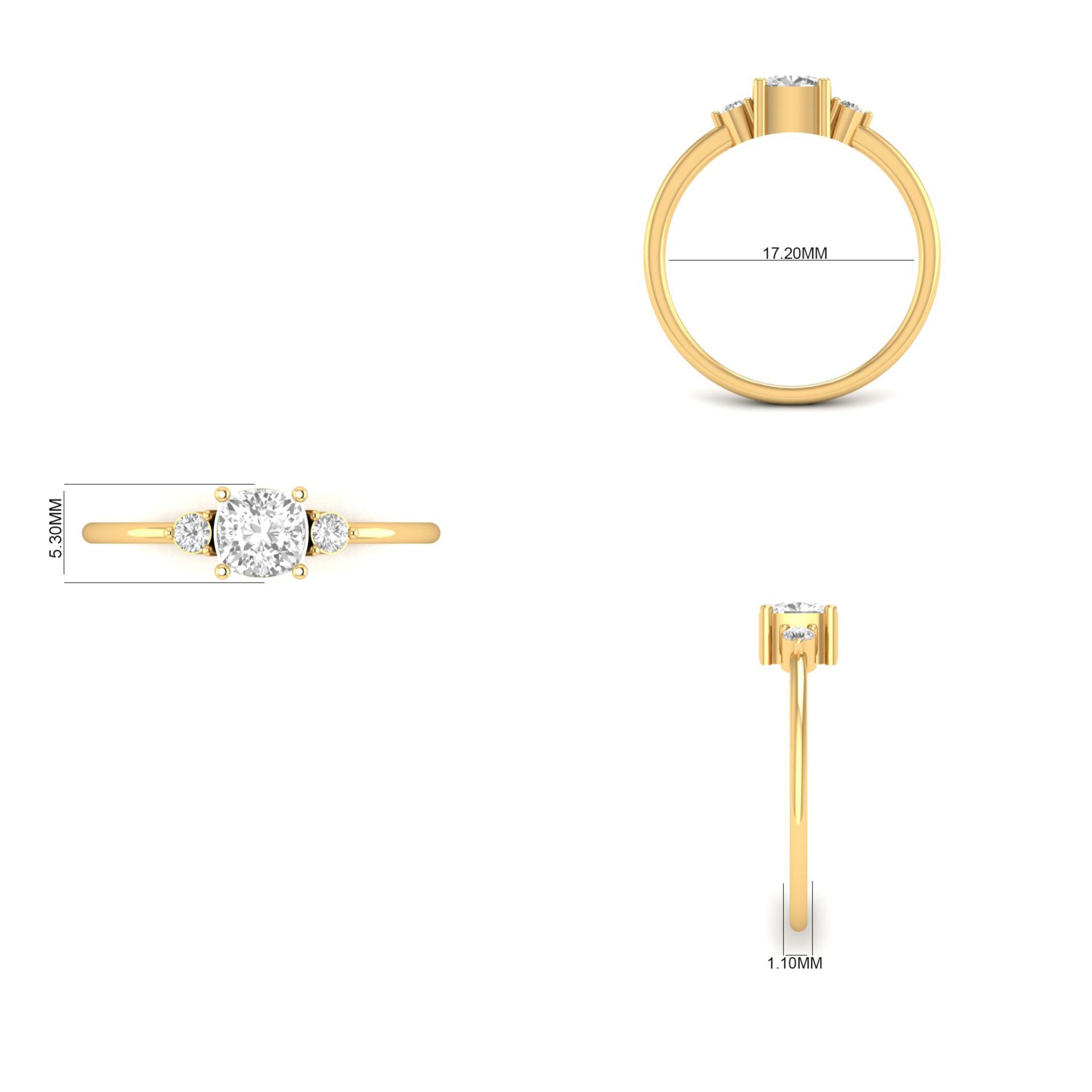 Cushion Cut Three Ston...