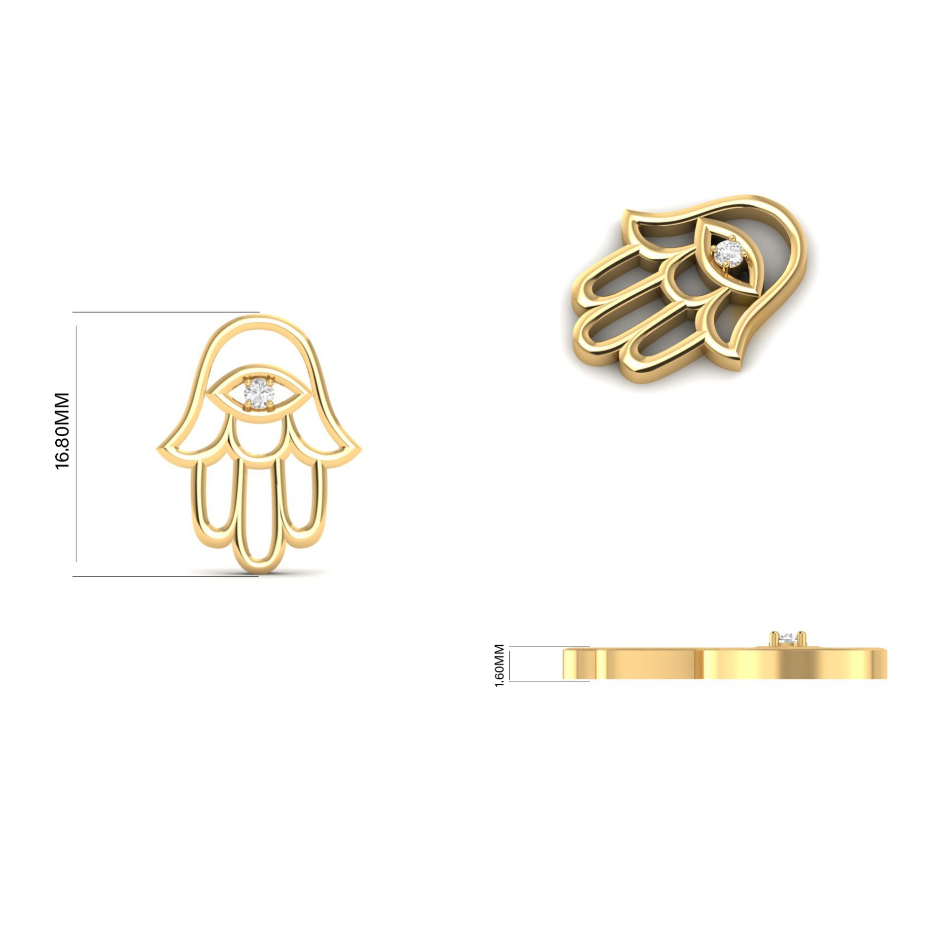 Hamsa Hand Moissanite ...