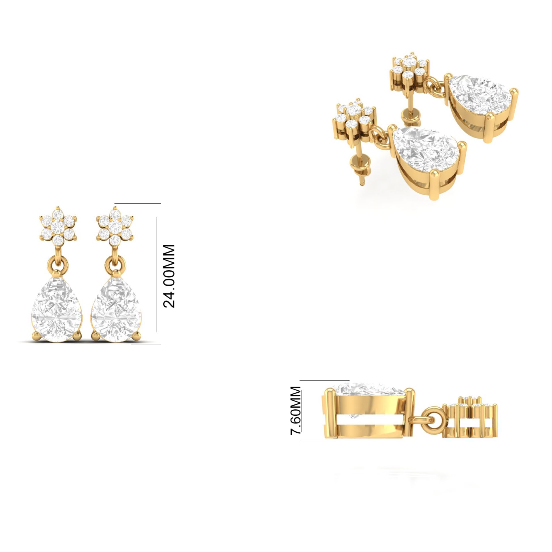 Floral Moissanite Drop...