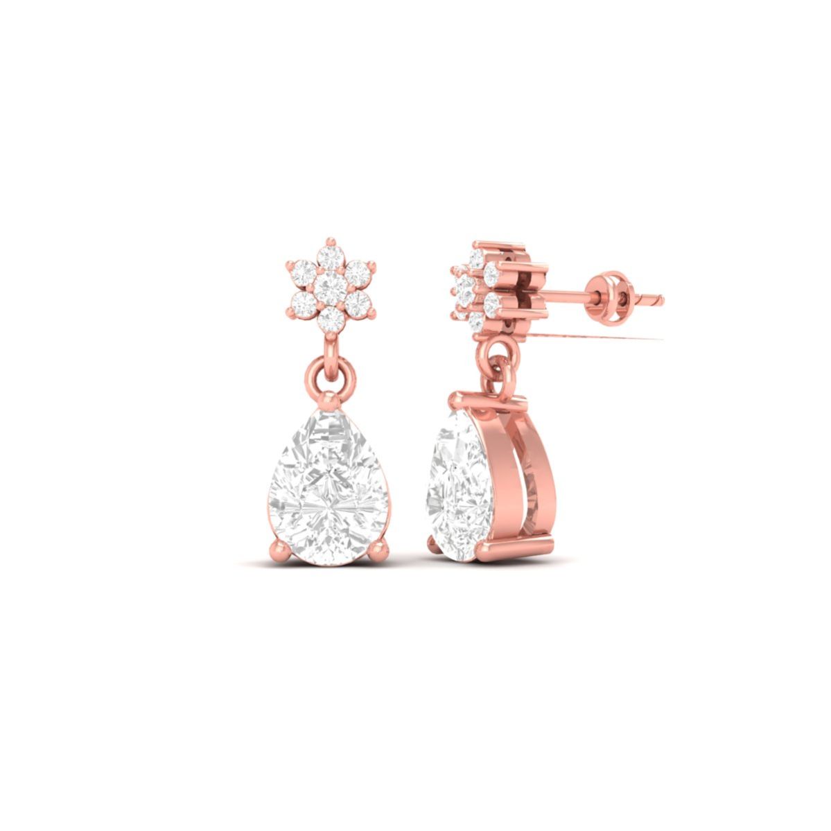 Floral Moissanite Drop...