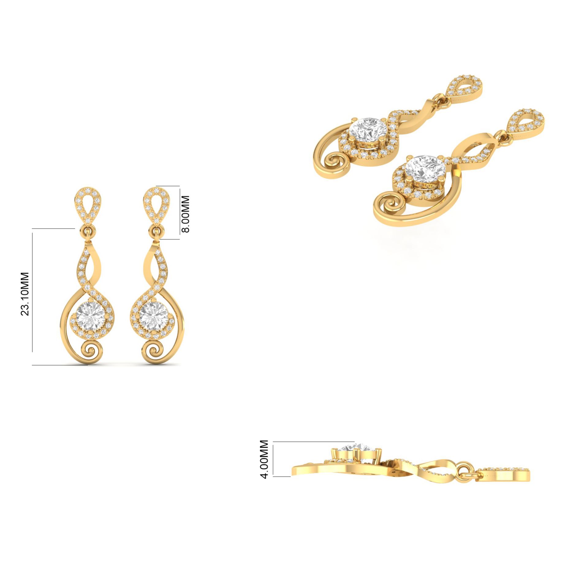 Moissanite Swirl Drop ...