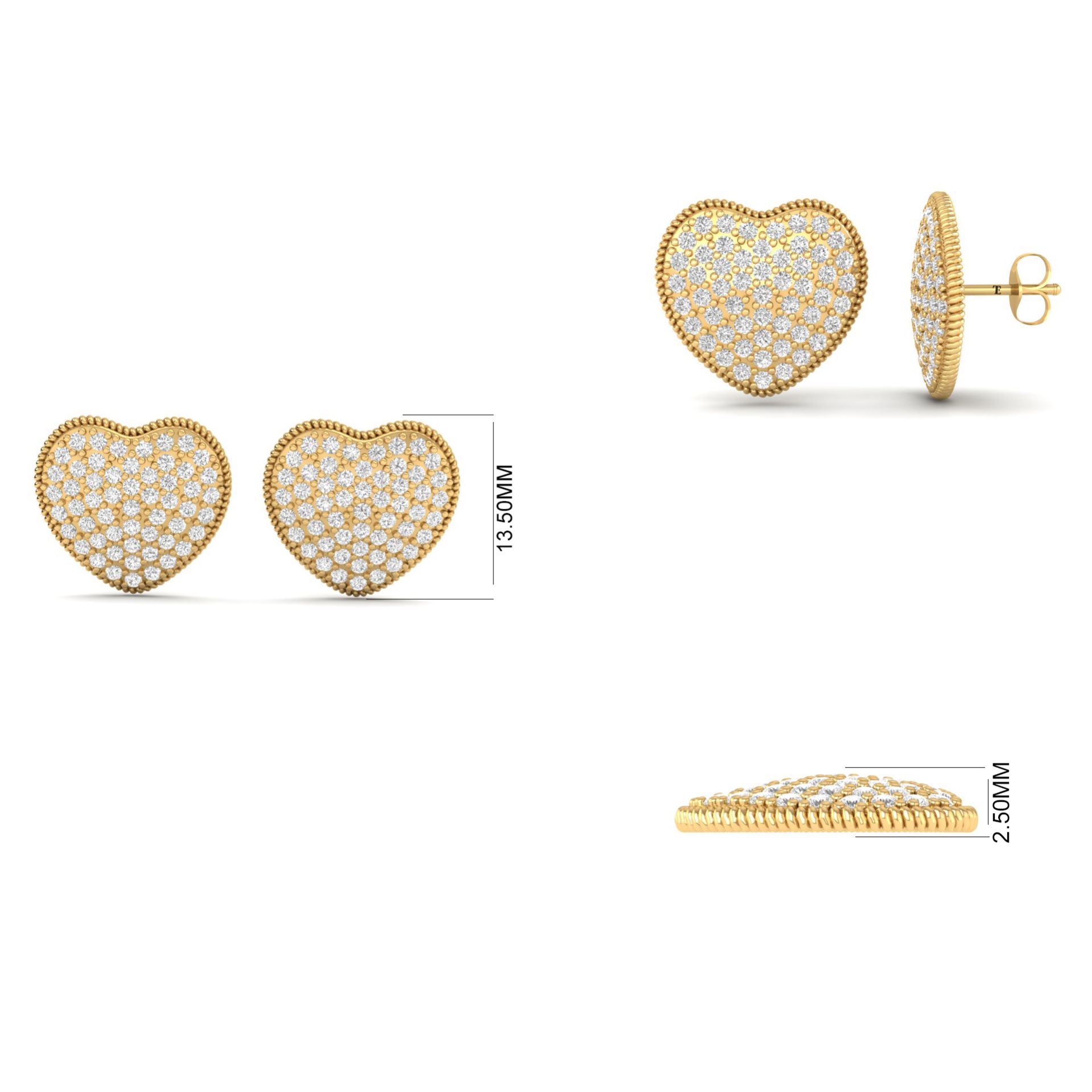 Moissanite Heart Stud ...