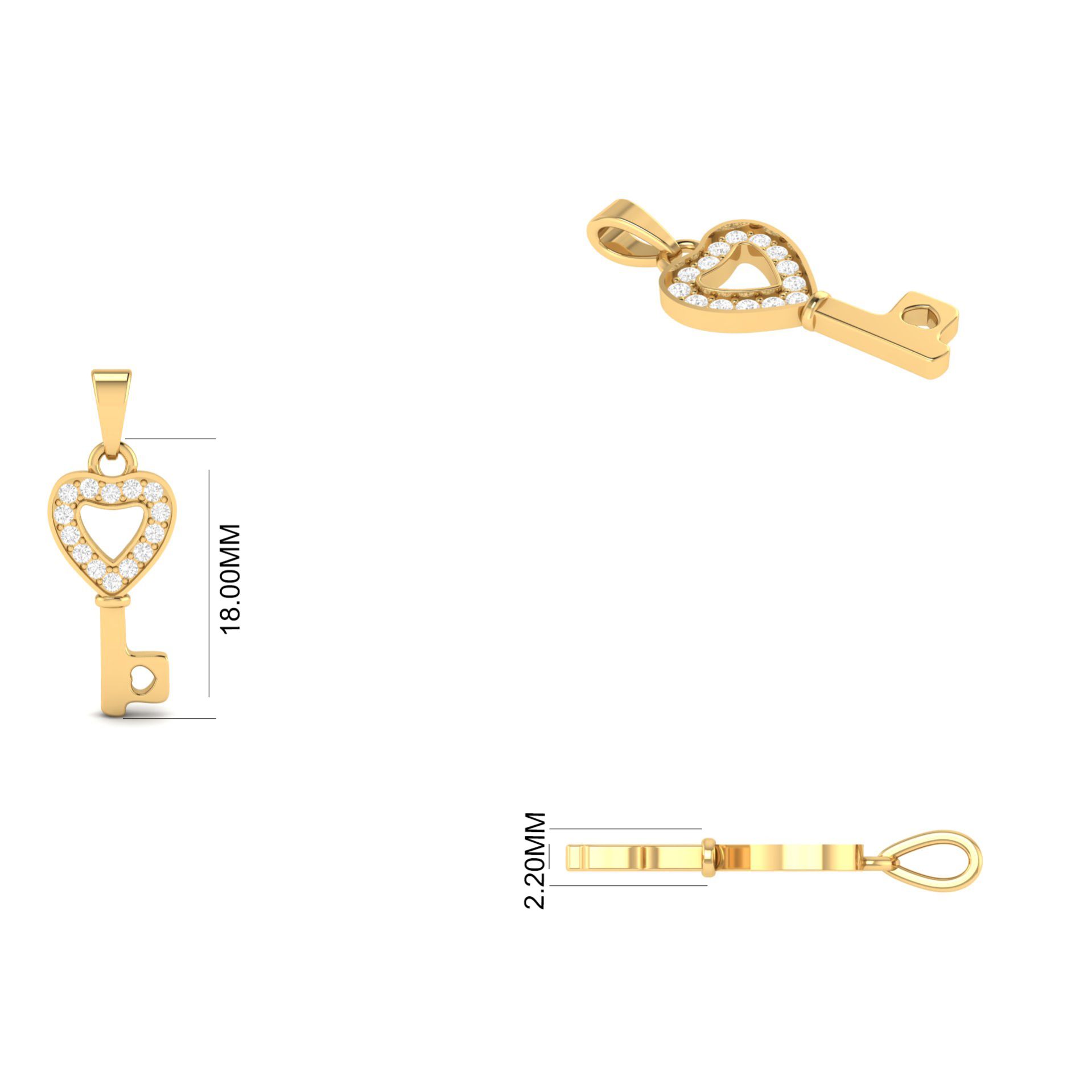 Moissanite Heart Key P...