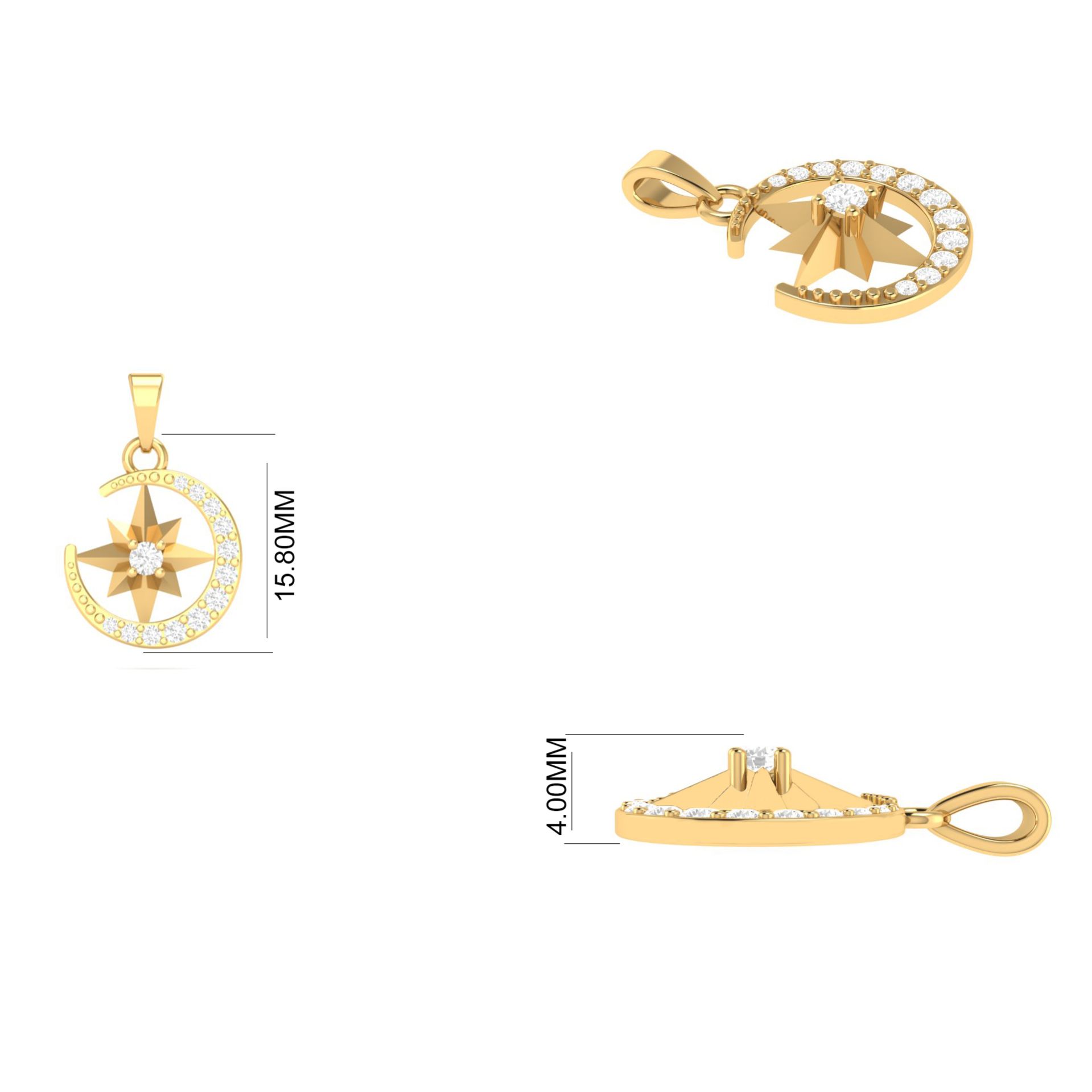 Moon and Star Pendant ...