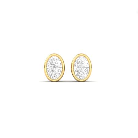 Oval Cut Bezel Moissanite Stud Earrings, 18KT Yellow Gold Over Sterling Silver, D Color VVS1 Moissanite Solitaire Earrings for Women