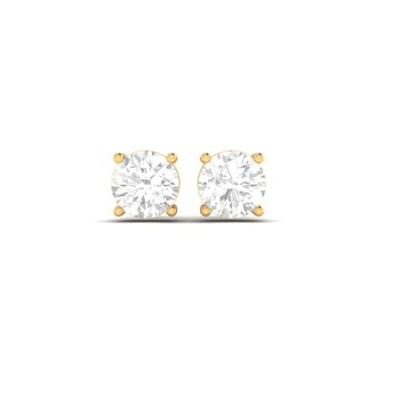 Moissanite Solitaire Stud Earrings, Round Cut Diamond Studs, 4-Prong Set, 18K Gold Over Sterling Silver, Dainty Everyday Earrings