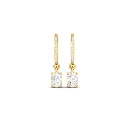 Oval Moissanite Drop Earrings, Gold Plated Sterling Silver Dangle Earrings, Dainty Handmade Bridal Jewelry, Sparkling Gift for Her
