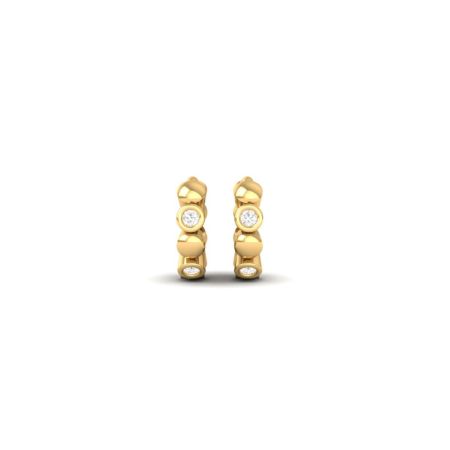 Bezel Set Diamond Huggie Hoop Earrings, Minimalist Gold Hoops, Handmade Everyday Earrings, Gift for Her