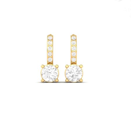 Moissanite Drop Earrings for Women, Pavé Set Gold Earrings, Handmade Dangle Bridal Earrings, Gift for Her