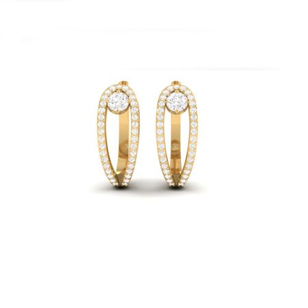 Moissanite Open Hoop Earrings, Gold Plated Floating Diamond Hoop Earrings, Dainty Moissanite Huggie Hoops for Women, Gift for Her