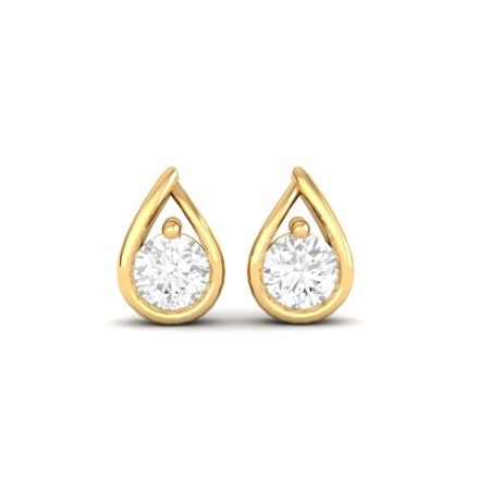 Teardrop Moissanite Stud Earrings, 18KT Gold Over Sterling Silver, Solitaire Round Cut Studs, Dainty Everyday Jewelry for Women