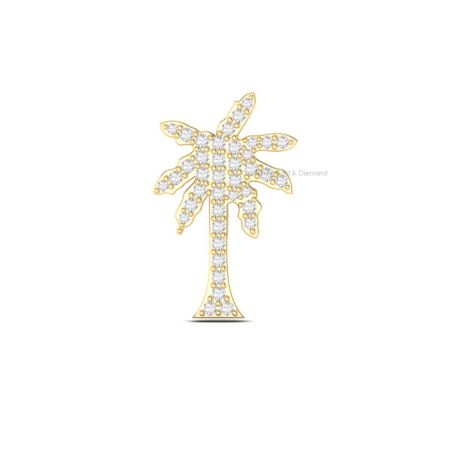 Palm Tree Moissanite Pendant Necklace  14K Gold Plated  Tropical Beach Jewelry  Dainty Summer Necklace  Gift for Her