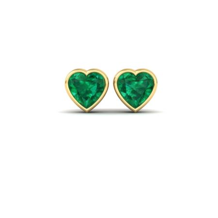 Heart Shaped Emerald Stud Earrings, 18K Gold Over Sterling Silver, Green Gemstone Dainty Studs, Handmade Birthstone Earrings Gift for Her