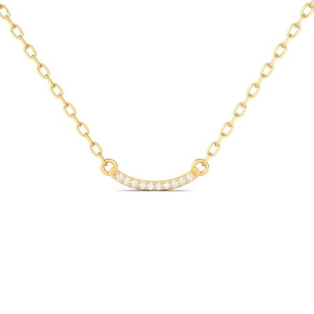 Curved Moissanite Bar Necklace for Women, Dainty Gold Plated Arc Pendant, Minimalist Handmade Jewelry, Gift for Her