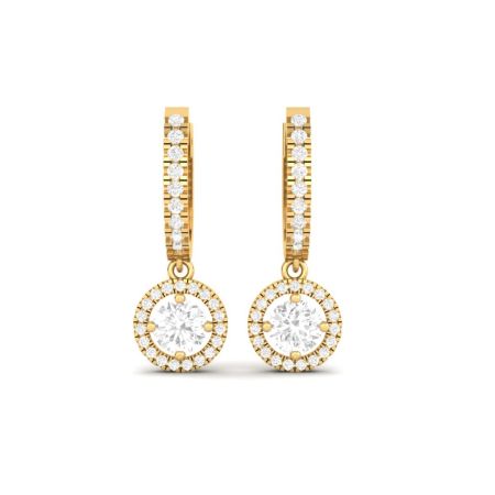 2.61 CT Round Cut Moissanite Diamond Drop Dangle Earrings 18K Gold Over Sterling Silver