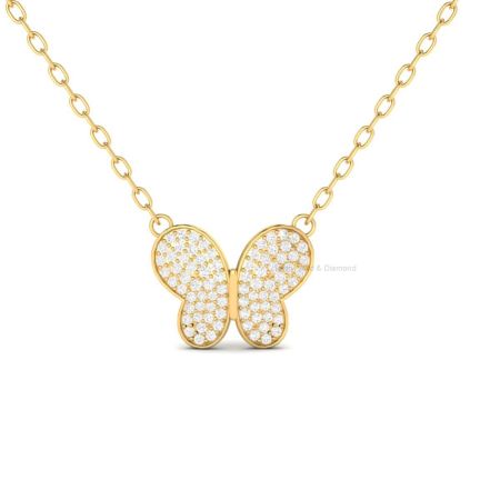 Butterfly Moissanite Pendant Necklace for Women | 14K Gold Plated | Pavé Sparkle Charm | Dainty Nature-Inspired Jewelry