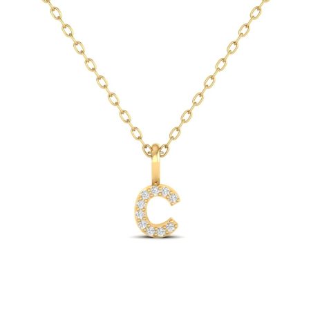 C Initial Diamond Pendant Necklace, Dainty Gold Plated Letter Necklace for Women, Personalized Jewelry Gift for Her