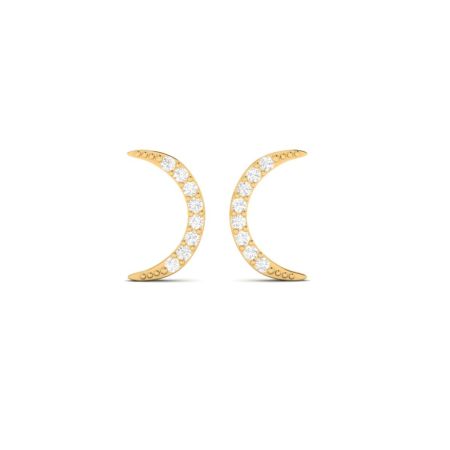Crescent Moon Moissanite Diamond Stud Earrings 18K Gold Over Sterling Silver