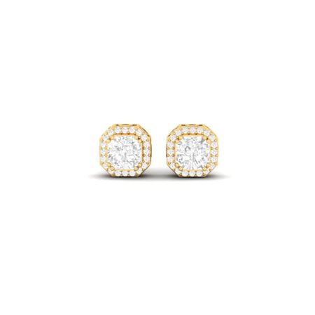 Cushion Cut Moissanite Halo Stud Earrings, Gold Studs for Women, 14K Gold Plated, Bridal Jewelry, Dainty Sparkle Earrings, Gift for Her