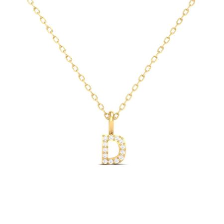 D Initial Diamond Pendant Necklace for Women, Gold Plated Letter Necklace, Dainty Personalized Jewelry Gift for Her