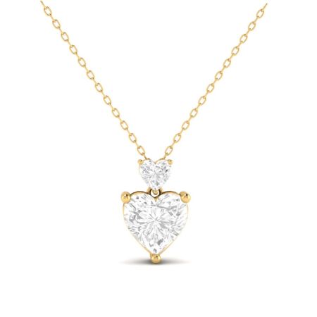 Double Heart Diamond Pendant Necklace, Moissanite Necklace, Valentine's Gift, Love Pendant Jewelry for Her