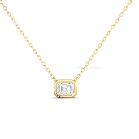 Emerald Cut Moissanite Solitaire Unique Pendant for Women  925 Sterling Silver  Dainty Necklace  Gift for Her