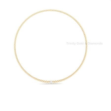 Heart Cut Moissanite Tennis Necklace for Women | 18K Yellow Gold Over Sterling Silver | Solitaire Bezel Set Dainty Necklace
