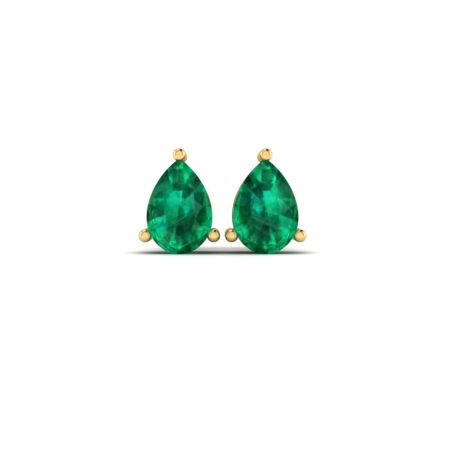 Emerald Pear Stud Earrings for Women, May Birthstone Jewelry, Handmade Green Gemstone Earrings, Dainty Gold Studs, Gift for Her