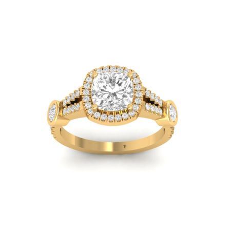 Engagement Cushion Round Cut Moissanite 925 Sterling Silver Halo Ladies Ring