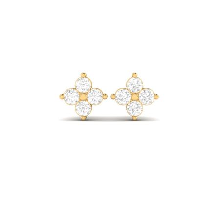 Floral Diamond Stud Earrings, Cluster Flower Studs for Women, Handmade Minimalist Gold Earrings, Elegant Gift for Her, Everyday Sparkle