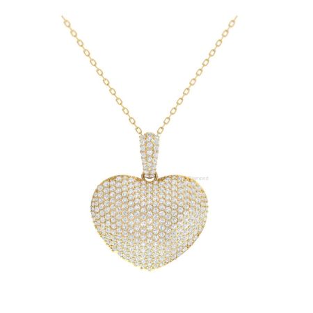 Full Pave Heart Moissanite Pendant Necklace | 14K Gold Plated | Statement Love Charm | Luxury Sparkle Gift for Her
