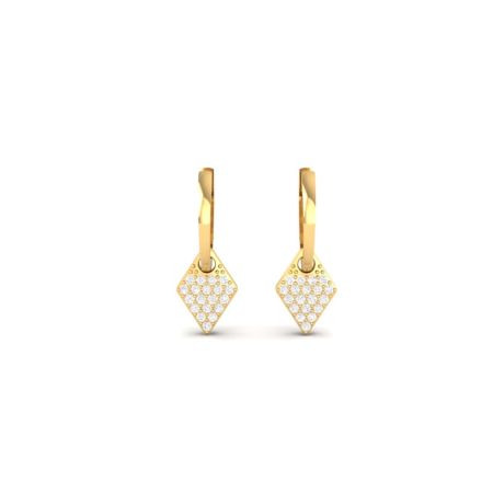 Geometric Moissanite Diamond Drop Earrings, Gold Plated Dangle Earrings, Diamond Shape Earrings, Minimalist Dangle Jewelry for Women