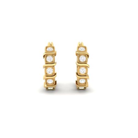 Geometric Moissanite Hoop Earrings, Gold Plated Square Diamond Huggies, Art Deco Inspired Huggie Hoops, Bold Statement Jewelry for Her