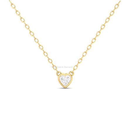 Heart Shape Moissanite Bezel Pendant Necklace | 14K Gold Plated | Dainty Love Necklace for Women | Minimalist Gift Jewelry