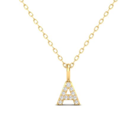 Initial A Diamond Pendant Necklace, Gold Letter Necklace for Women, Personalized Moissanite Jewelry Gift, Dainty Custom Alphabet Necklace