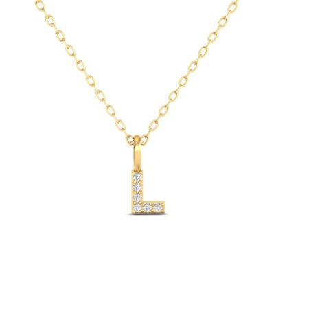 Initial L Diamond Pendant Necklace, Custom Gold Letter Necklace for Women, Moissanite Personalized Jewelry Gift, Dainty Alphabet Charm Necklace
