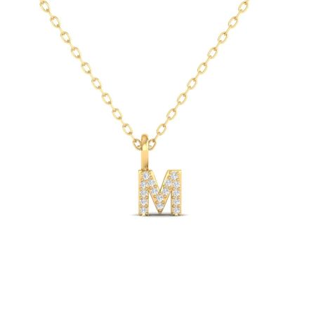 Initial M Pendant Necklace, Moissanite Letter Charm Necklace, Personalized Jewelry Gift for Her, Handmade Alphabet Necklace